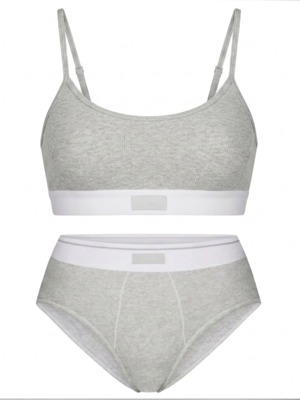 SET - SKIMS Cotton Rib Scoop Bralette & High Waist Brief